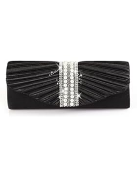 Emour Frauen Satin gefaltet Rhinestone Hochzeitsfeier Prom Abend Handbags Clutch Bag (EMT017)