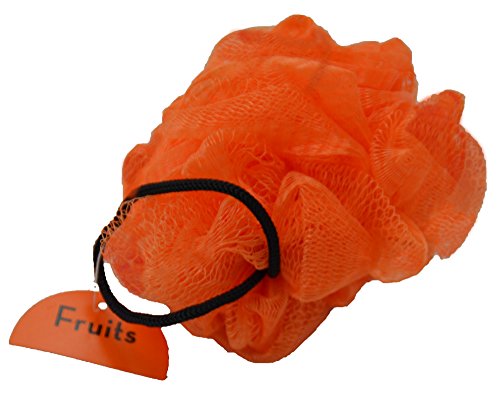 Fruits Body Puff Shower Bath Mop Sponge Scrunchie (Orange)