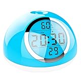 Interruptor del sensor de gestos, nueva lámpara creativa de atmósfera de color + con reloj despertador, reloj de luz + despertador natural, luz de despertador + termómetro electrónico e higrómetro. Que te levantes, el tiempo exacto y fiable.