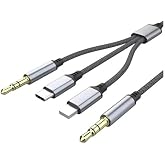 PDAteknoloji 3in1 Type-C, Lighting ile Uyumlu to 3.5mm &Ouml;rg&uuml;l&uuml; Aux Kablosu 1m MT2811 (Tak &Ccedil;alıştır)