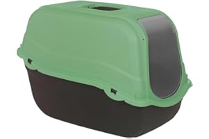 URBNLIVING Enclosed Cat Litter Box - Extra Large Hooded Tray with Filter, Carry Handle - Easy Clean, Odor Control, Secure Flap Door for Cats - Sage Green