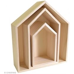 Artemio 14001999 Set de 3 Etagères Maison à Décorer, Bois, Beige, 30 x 10 x 34,5 cm