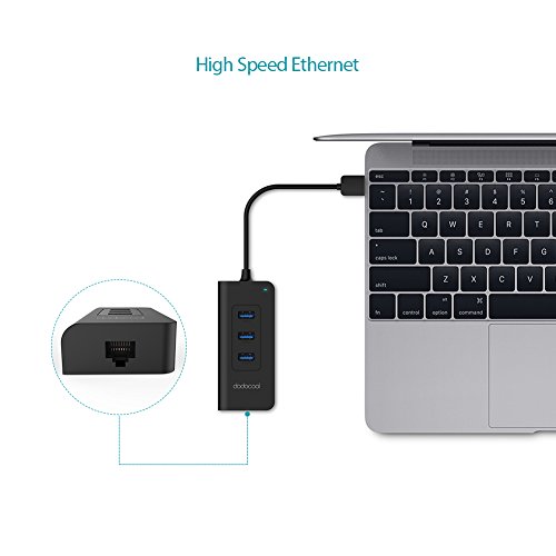 dodocool 3-Port USB 3.0 Hub mit RJ45-Gigabit-Ethernet-Adapter Freier Treiberunterstützung 10/100/1000 Mbps-Ethernet-Schwarz - 6