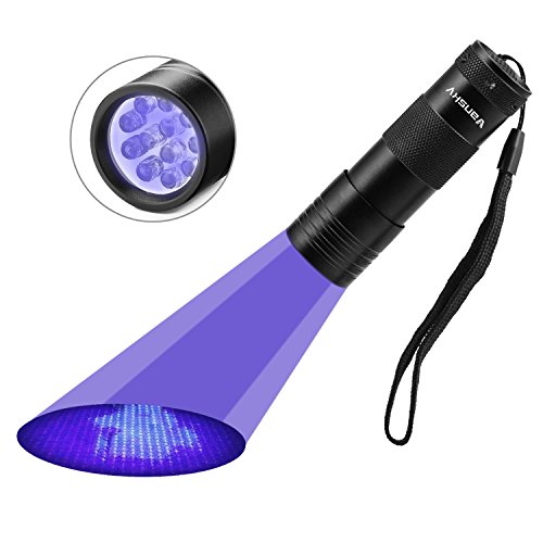 Vansky® UV Schwarzlicht Taschenlampe mit 12 LEDs | Haustiere Urin-Detektor für eingetrocknete Flecken Ihrer Hunde, Katzen und Nagetiere auf Teppichen, Vorhänge, Gardinen, Möbel und anderen Stoffen | inkl. 3xAAA-Batterien - 2