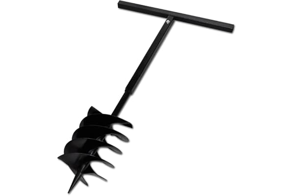 vidaXL Bêche et Tarière Manuelle 200 mm Double Spirale Acier Noir Outil Jardin