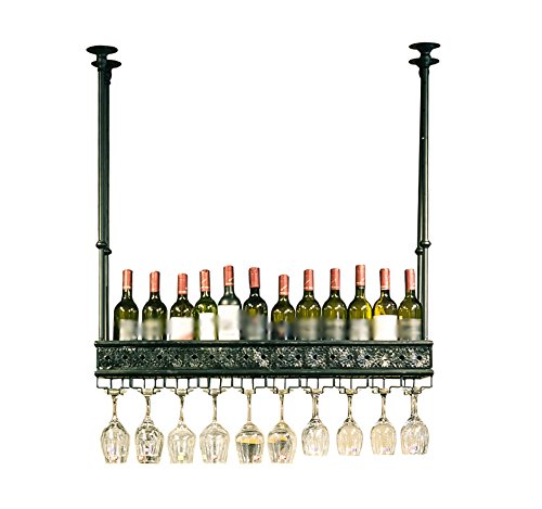 Preisvergleich Produktbild HJHY® Weinregal Continental Iron art Weinregal hanging Kreativität Weinglas Rack Inverted Black Weinregal Einfache Haushalt Flaschenregal Boutique / Maison / Bar (größe : 60*25cm)