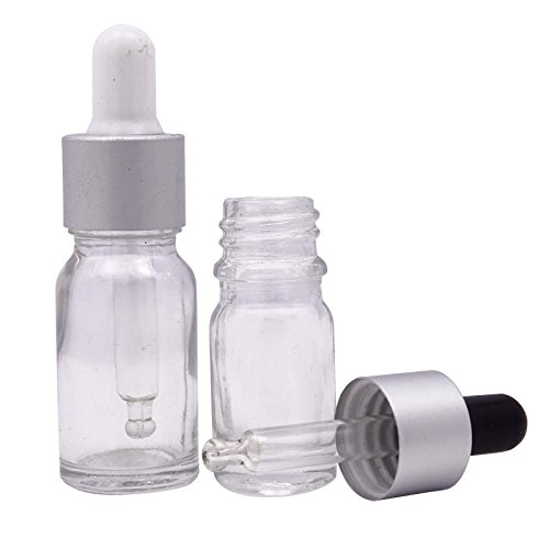 MT Bottles & Jars 12 Stück x Leer Klarglas Augentropfflasche Aromatherapie Großhandel Ätherische Öl Pipette Tropfflaschen mit Silberkuppe