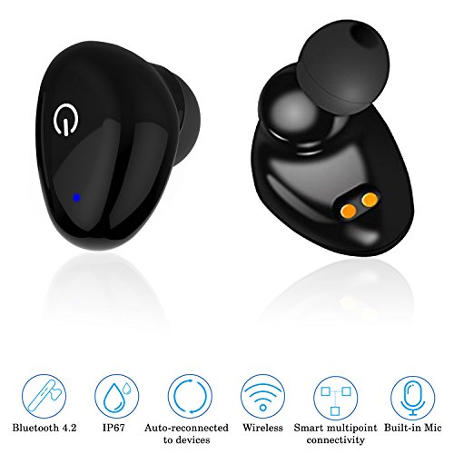 Arvin Wireless Earbuds, Bluetooth Earbuds Mini Invisible Bluetooth Headset with Replacement Earbuds Noise Cancelling Earbud Headphones Bluetooth Cordless Earphones with Portable Charging Box &amp; Built-in Mic for IOS Android