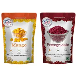 FZYEZY Natural Freeze Dried Mango Cubes & Pomegranate Fruit for Kids and Adults | Pack of 2 - 150 gm Each | Travel Friendly Ready to eat Readymade Healthy Snacks