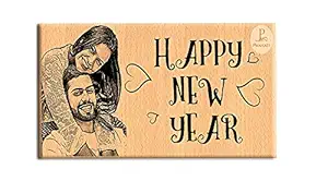 PANKATI Personalized Wooden Engraved Photo Frame for Happy New Year Gift (7x4 inches)