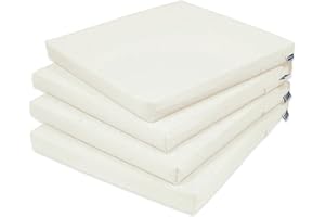 ‎ROLLMAYER Rollmayer 4er Set Stuhlkissen Stuhlauflage Sitzkissen Sitzpolster Auflage für Stühle in Haus und Garten Kollektion Vivid (Ecru 2, 40x40x4cm)