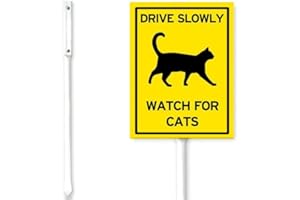 Geroclonup （20x30) Drive Slowly Watch For Cats Yard Sign Stakes Slow Down Cat Crossing Lawn Signs Stand Rustproof Aluminum for Home Road Easy To Install Outdoor Decorations