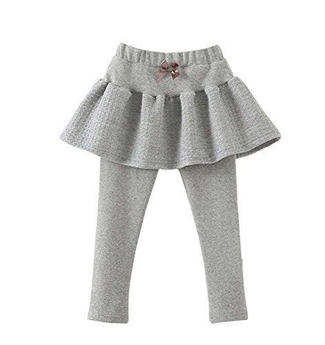 Warm Set of Leggings And Skirt Winter Baby Girl Double Skirt Leggings Grey 100cm