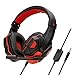 Produktbild Headset, Spiel Gaming Headset Computer PS4 Switch Headset 3,5 mm Gaming Headset für PS4, PC mit Mikrofon - Gaming-Kopfhörer für Handy, Laptops, Computer,Red-OneSize