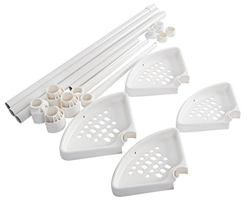 WOLTU BZ4106-1 Badregal Duschecke Teleskop , Höhe 120-250cm , 4 wasserdurchlässige Ablagen, 2 Handtuchhalter , Weiss - 6