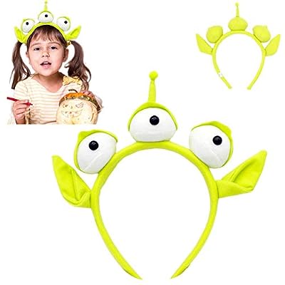 evergremmi Bandeau Eyeball, bandeau de fête bandeau mignon monstre vert Hairband Furry Headwrap pour la fête, Halloween, fournitures de carnaval