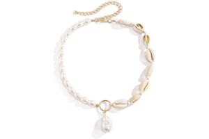 MAGGIDEA Shell Necklace Bracelet, Natural Shell Choker Necklace and Bracelet Set, 2Pcs Summer Beach Necklace and Bracelet for Women, Girls and Man