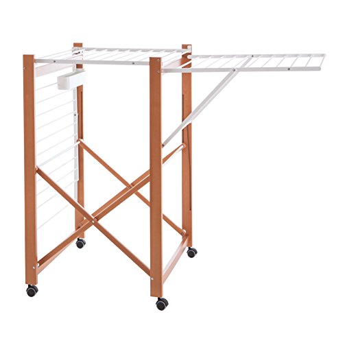 Arredamenti Italia AR_IT- 999 AIRONE Flügelwäscheständer ausziehbar klappbar, massives Buchenholz Farbe kirschrot 175 x 105 x 67 cm - 3