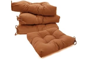 REINO MANSIDI Cojines para Silla, Acolchados 40 x 40cm, Relleno de Fibra hueca 7cm, para mayor comodidad, Ideal para la Decoración de Cocina y Salón, Comedor y jardín. Fabricados en España (Pack 4, Marrón)