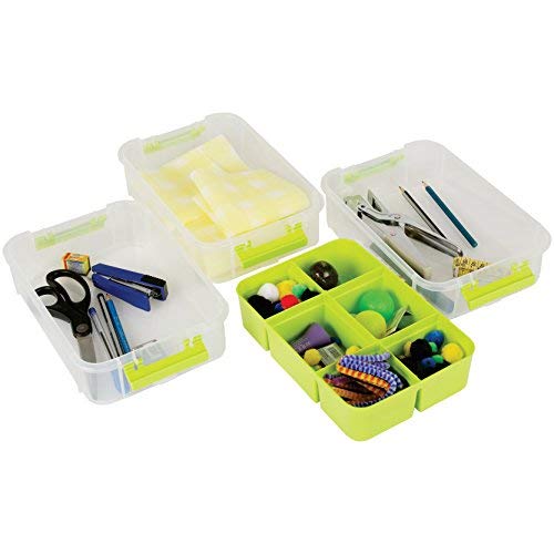 ABOUT SPACE 3 Tier Virgin Plastic Carry Box for Storage with Removable Tray - Transparent Medicine Organizer with Lid & Latch Buckles Stackable Box for Stationery (Assorted - L 26 x B 17 x H 19 cm) - Image 8