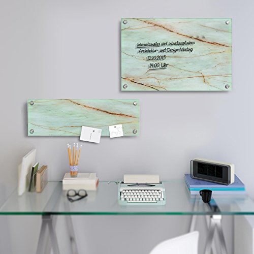 Design Magnettafel | Glas Memoboard mit Marmor Motiv | Sicherheitsglas | beschreibbar | inklusive 3 Magnete | verschiedene Größen (40×60 cm) - 5
