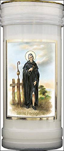 Prayer to St. Peregrine 72 Hour Burn Candle Saint Catholic 15cm White
