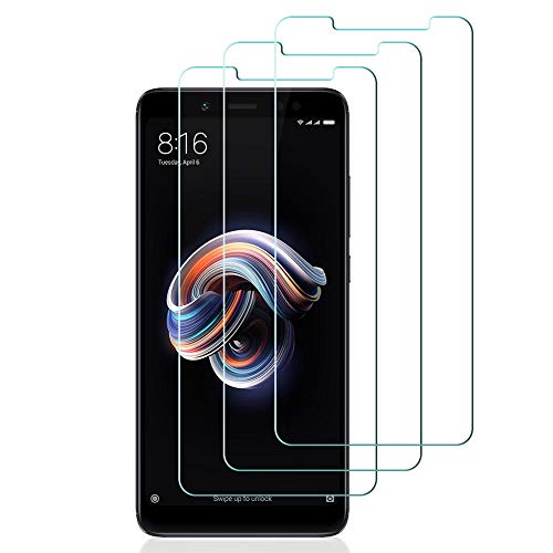 [3-Unidades] Ysys Protector de Pantalla para Xiaomi Redmi Note 5,Cristal Templado Vidrio para Xiaomi Redmi Note 5, [9H Dureza] Pantalla para Xiaomi Redmi Note 5 Vidrio Templado película Protectora Cristal - Transparente