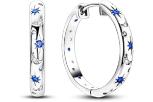 KUNSIR 925 Sterling Silver Earrings,Hoop Earrings for Women Various Hypoallergenic 1 Pair Bright Star River Earrings The best gift for Women…