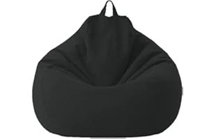 Highdi Pouf Poltrona Sacco, Adulti & Bambini Bean Bag Fodera per Sacco di Fagioli per Decorazione della Soggiorno Camera Giardino Salotto Balcone, Senza Ripieno (100x120cm,Nero)