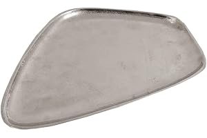 Brandsseller Deko Tablett Deko Teller ca. 35 x 25 cm Deko Schale Aluminium RAW OPTIK Silber