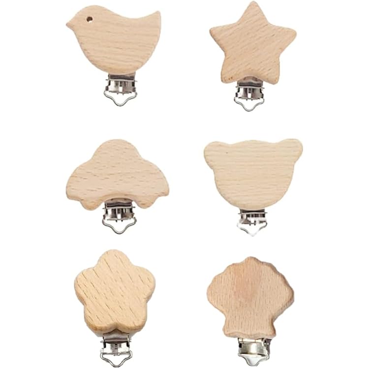 Attache Tétine En Bois ARTESTAR - 8 Pièces Animaux Mignons - Pince Sucette Naturelle Pour Bébé - Sans BPA