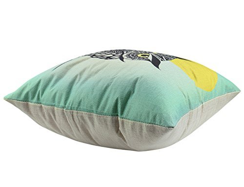 Luxbon Vollmond Eule Owl Leinen Kissenbezug Lendenkissen Sofakissen Pillowcase Cafe Haus Zimmer Auto Deko 18 x 18 “ - 3