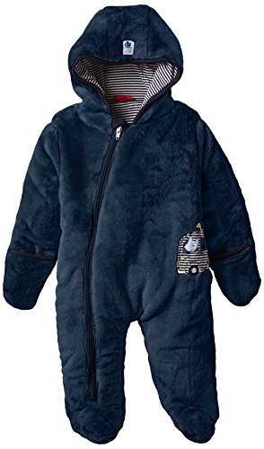 SALT AND PEPPER Baby Boys NB Jumpsuit On Tour Plüsch Plain Hooded Long Sleeve Snowsuit, Blue (night Blue 481), 3-6 Months (Manufacturer size: 68)