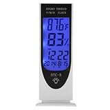 LCD Digital LED-Nachtlicht- Hygrometer , Thermometer Hintergrundbeleuchtung Hygrometer-Feuchtigkeits-Messinstrument, mit Alarm / Datum / Uhr / Kalender zb . Für Baby Luft Feuchtigkeitsüberwachung , Pflanzen , Raumluft , ......