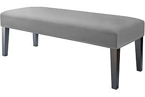 JHLD 1 Piece Upholstered Bench Slipcover, Velvet Bench Seat Protector Stretch Dining Room Bench Covers soft Spandex Dining Bench Cover For living room bedroom -grey-1 Piece