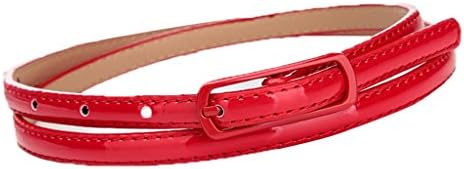 DELLT- Women 's Leather Long Side Buckle Candy Color Thin Belt Dress Dress Belt Students Simple Wild Tide Belt ( Color : Red , Size : 99CM )