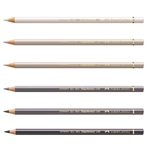 Faber-Castell 210006 Farbstift Polychromos, 6 Stifte im Bundle, warm grau