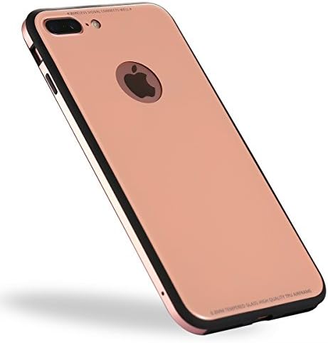 TOYOSO iPhone 8/8 Plus Phone Case Light Thin Protective Shock Absorption Cover; Wireless Charge Compatible; Glass Film Attached; the Same Glass Material as iPhone 8/8 Plus (iPhone 8 Plus, Pink)