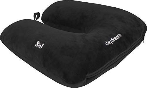 daydream: patentiertes 3-in-1 Nackenkissen mit Mikroperlen, schwarz (N-5501)