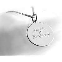 Namenskette, Wunschgravur, Silber Gravur Name Anhänger, Kette mit Gravur, Halskette Wunschtext, 925 Sterlingsilber