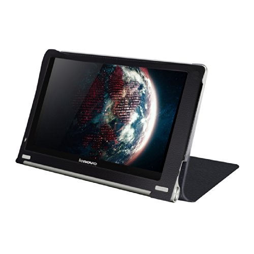 3in1 Set: kwmobile Hülle für Lenovo Yoga Tablet 10 – Tabletcover Slim Case Tablet Schutzhülle – Smart Cover Tabletcase Schwarz + Folie, kristallklar + Stylus, Schwarz - 2