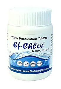 Ef-Chlor 1.67gm Water Purification Tablets, Each Tablet for 500 litres, 50 Tablets Pack, 3 Years Shelf Life & Warranty, for Overhead & Underground Tanks (25,000 litres Purification Per Pack)