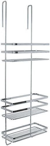 Latest Version (D) Straight slim-top 5cm Chrome Hanging Shower Tidy 79cm