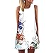 Produktbild Sunday Damen Ärmellos Sommerkleid Minikleid Strandkleid Partykleid Rundhals Rock Mädchen Blumen Drucken Kleider Frauen Mode Kleid Kurz Hemdkleid Blusekleid Kleidung (A, S)