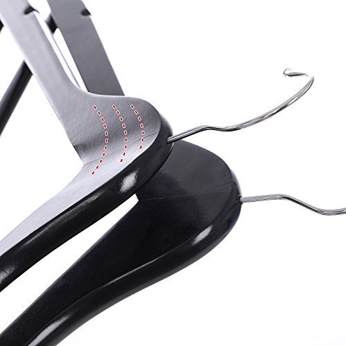 Songmics 100 x Kleiderbügel aus Ahornholz, mit Rockkerben und Hosensteg, 360 Grad drehbar, schwarz CRW02B-100 - 4