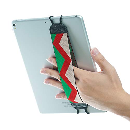 TFY Security Hand Strap Holder for Tablets, iPad, e-Readers - iPad Pro, iPad, iPad mini 4, iPad Air 2, Samsung Galaxy Tab & Note - Google Nexus - Asus Transformer Book and More -Wave/Red