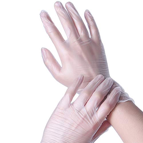 Preisvergleich Produktbild SKKMALL Einweg-Handschuhe, PVC, weiblich, Schutzlatex, Gummi, für Beauty, Lebensmittel / Catering, Haushalt, Reinigungshandschuhe, 100 Stück, farblos, Large