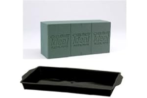 GEM SUPPLIES UK 1 x Oasis Ideal Wet Foam Brick & 1 x Single Black Brick Tray. The perfect item for fresh flower arrangements.