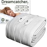 Dreamcatcher Double Electric Blanket Luxury Polyester, Double Bed 193 x 137cm Electric Heated Blanket, Soft Fitted Underblanket Fully Fitted Mattress Cover with 3 Comfort settings, 2 x Controllers and Machine Washable