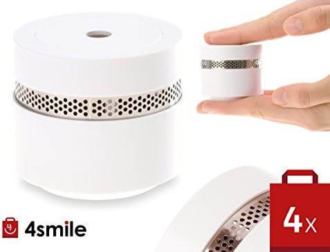 SMOKE DETECTOR MINI ǀ 4 pcs. Design Fire Alarm extra-small by 4smile ǀ Smoke Alarm for fire prevention ǀ 10 year battery guarantee ǀ Fire Detector certified to BSi EN 14604 and VDS